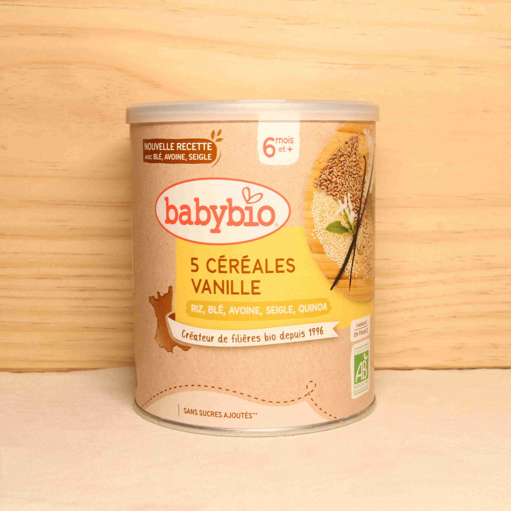 5 Céréales Vanille BIO - Riz, Blé, Avoine, Seigle, Quinoa - dès 6 mois - 220g Baby Bio vrac-zero-dechet-ecolo-montaudran