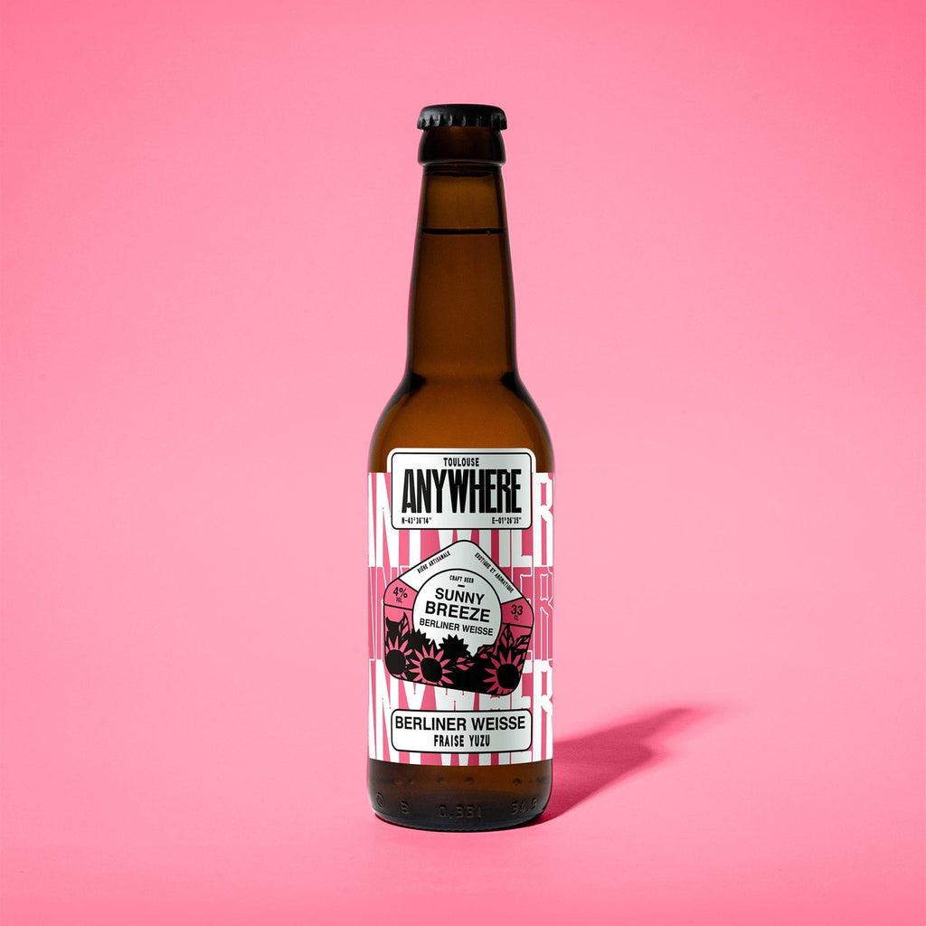 Bière Sunny breeze - Berliner Weisse 4% - Fraise Yuzu - 33cl4% - 33cl ANYWHERE vrac-zero-dechet-ecolo-montaudran