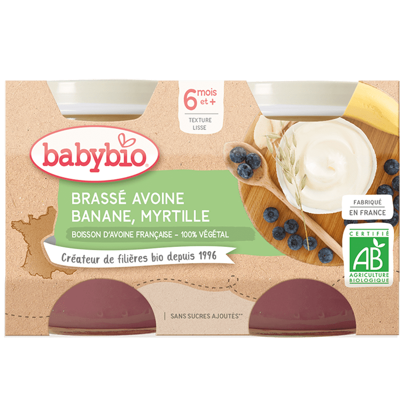 Brassé végétal avoine banane myrtille (dès 6 mois) BIO - 2x130g Baby Bio vrac-zero-dechet-ecolo-montaudran