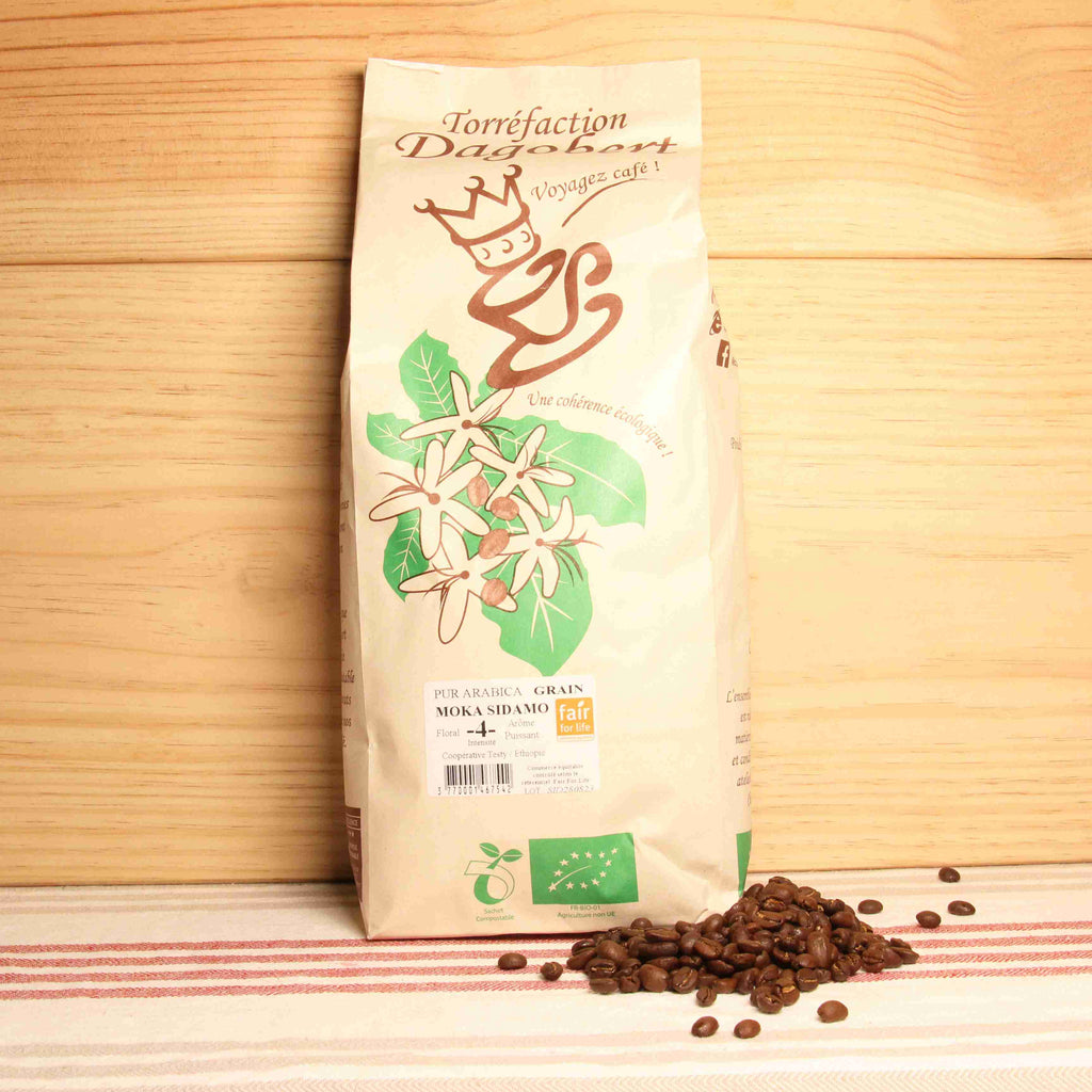 Café grain Ethiopie floral & puissant BIO - intensité 7/10 - 1kg Cafés Dagobert vrac-zero-dechet-ecolo-montaudran