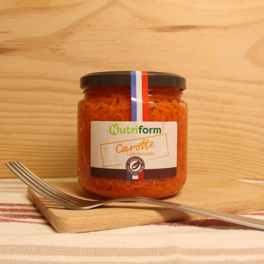Carottes lacto-fermentées BIO - 275g net égoutté Nutriform vrac-zero-dechet-ecolo-montaudran