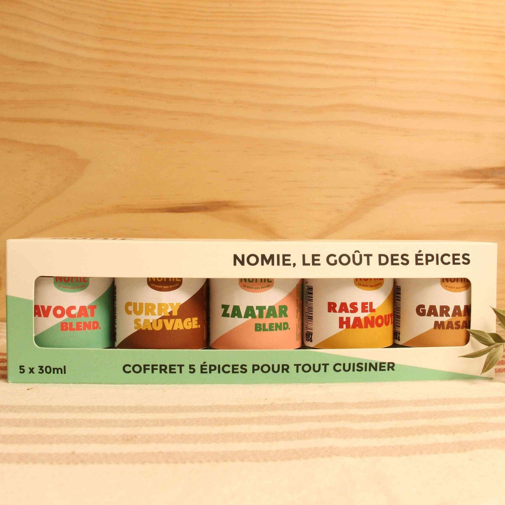 Coffret épices - 5 pots de 30ml Nomie vrac-zero-dechet-ecolo-montaudran