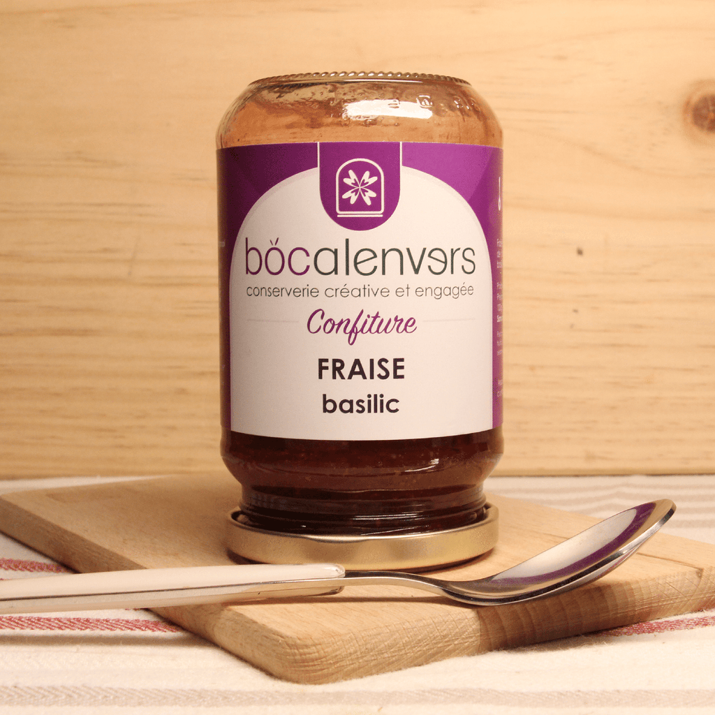 Confiture Fraise Basilic - 340g Bocalenvers vrac-zero-dechet-ecolo-montaudran