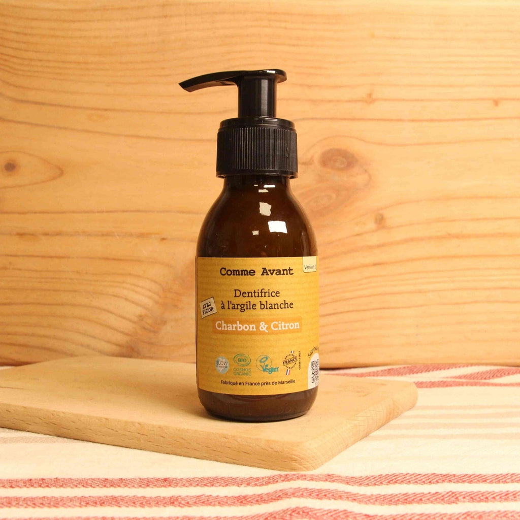 Dentifrice en pâte à l’argile blanche - Charbon & Citron (avec fluor) - 90ml Comme Avant vrac-zero-dechet-ecolo-montaudran