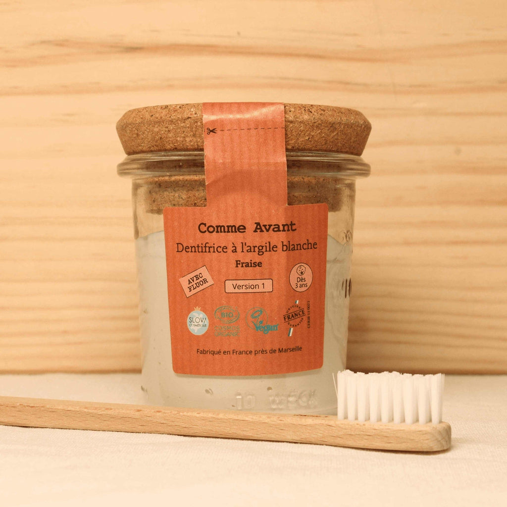 Dentifrice en pâte à l’argile blanche - Fraise (avec fluor) - 120g Comme Avant vrac-zero-dechet-ecolo-montaudran