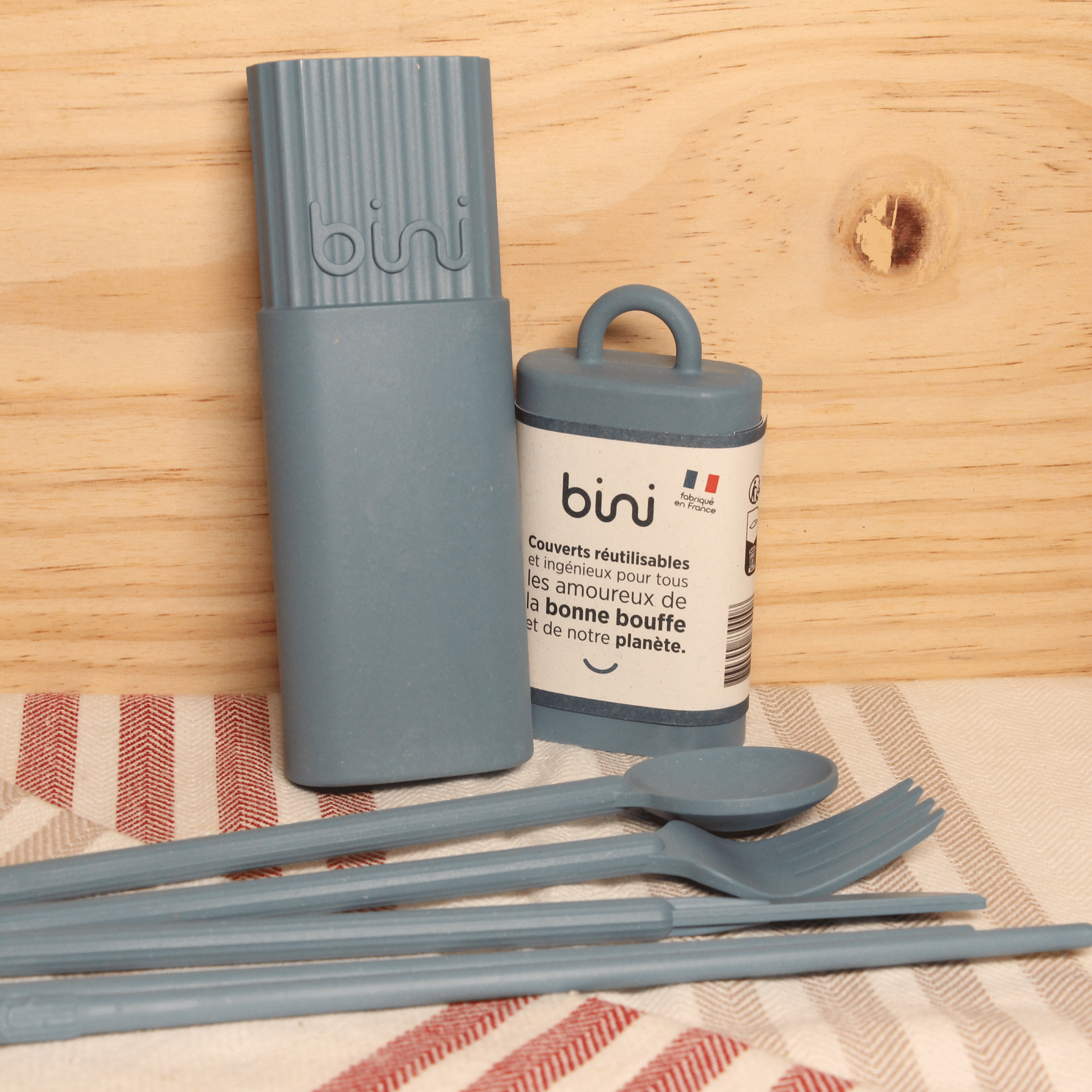 Kit de couverts nomade réutilisable bleu - Bini – Hersée