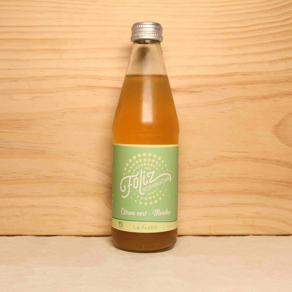 Kombucha citron vert menthe "Le festif" BIO - 33cl Foliz Kombucha vrac-zero-dechet-ecolo-montaudran