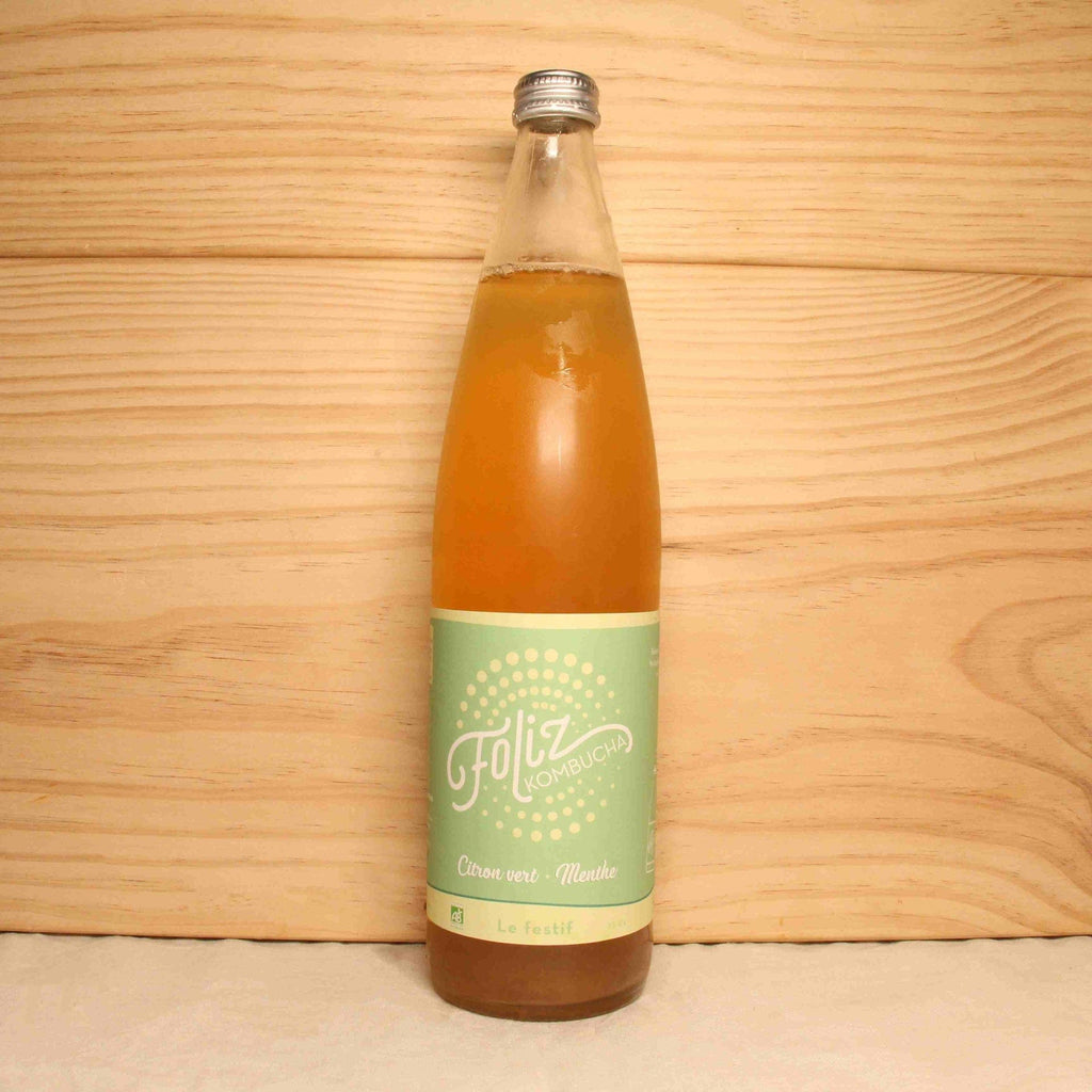 Kombucha citron vert menthe "Le festif" BIO - 75cl Foliz Kombucha vrac-zero-dechet-ecolo-montaudran