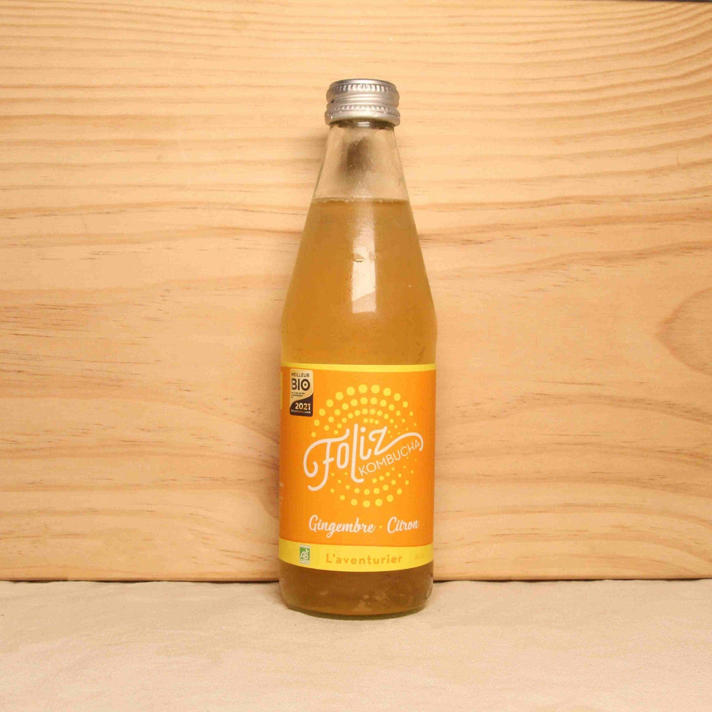 Kombucha gingembre citron "L'Aventurier" BIO - 33cl Foliz Kombucha vrac-zero-dechet-ecolo-montaudran