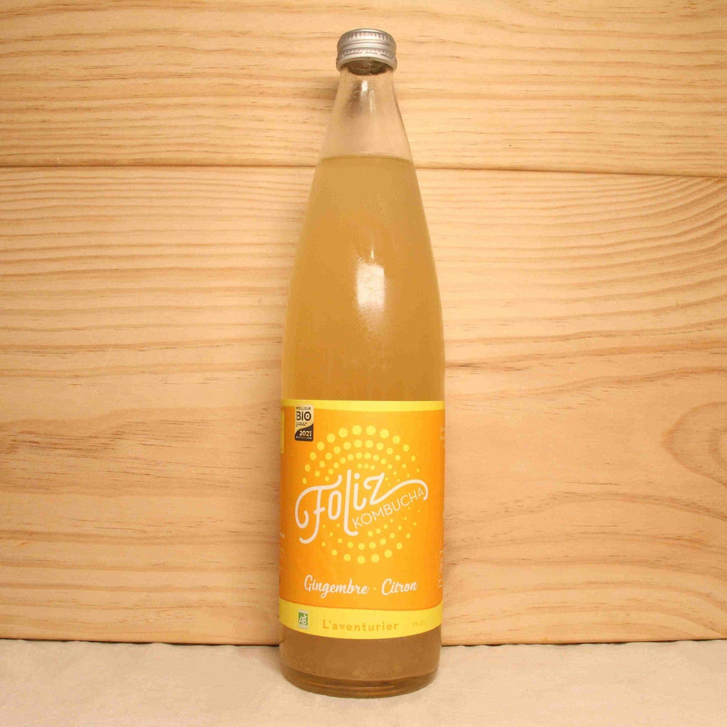 Kombucha gingembre citron "L'Aventurier" BIO - 75cl Foliz Kombucha vrac-zero-dechet-ecolo-montaudran