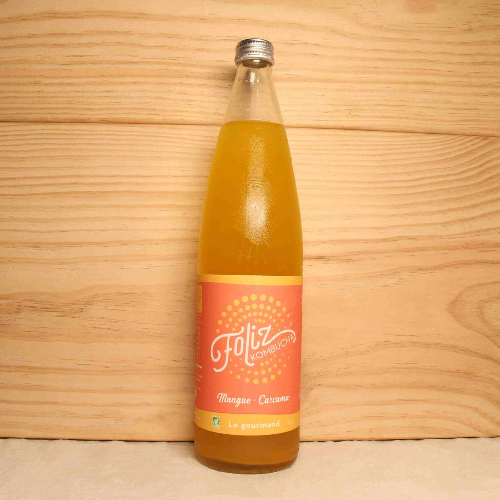 Kombucha mangue curcuma "Le gourmand" BIO - 75cl Foliz Kombucha vrac-zero-dechet-ecolo-montaudran