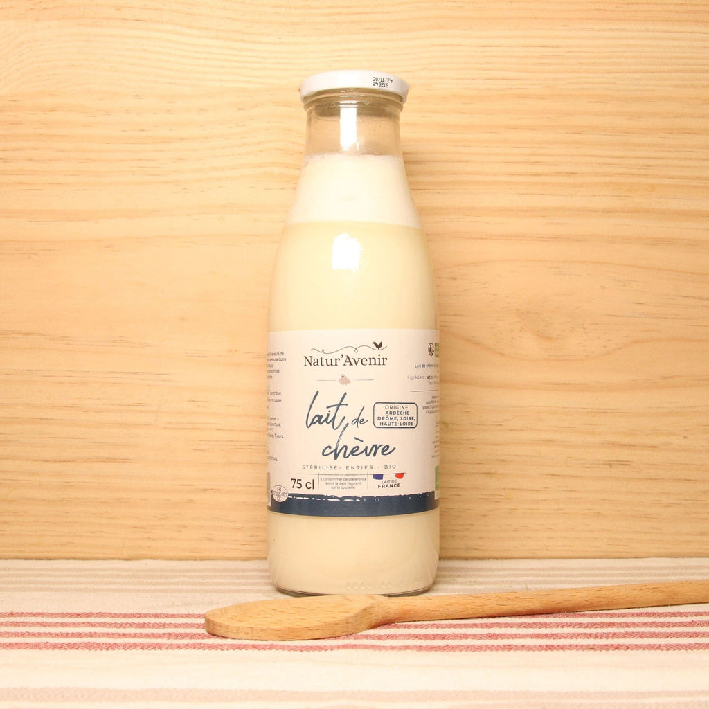 Lait de chèvre entier stérilisé BIO - bouteille verre 75cl Natur'Avenir vrac-zero-dechet-ecolo-montaudran