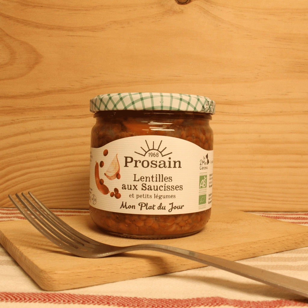 Lentilles aux saucisses et petits légumes BIO - 360g Prosain vrac-zero-dechet-ecolo-montaudran
