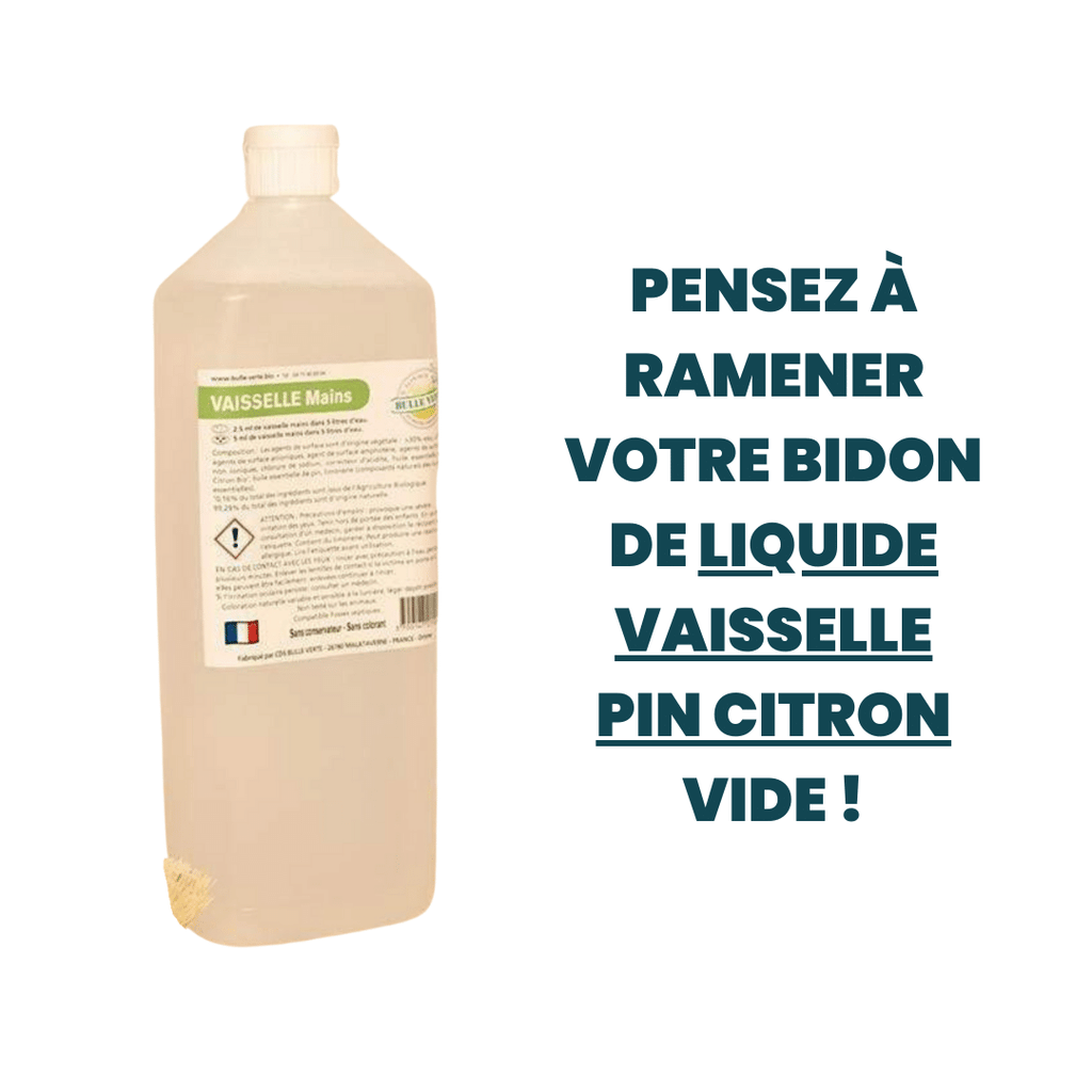 Liquide vaisselle super concentré Pin Citron RECHARGE - 1L Bulle Verte vrac-zero-dechet-ecolo-montaudran