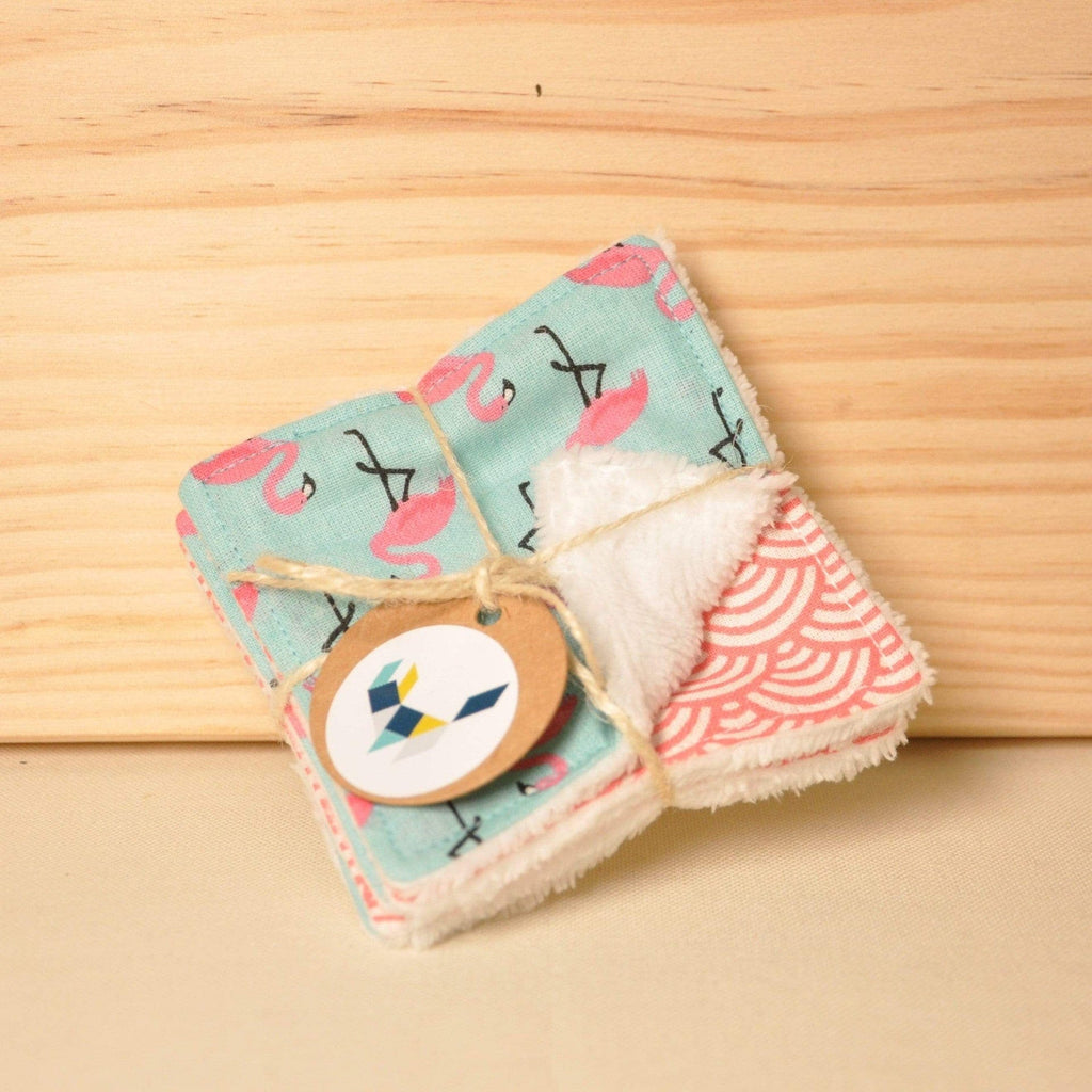 Lot de 5 démaquillettes "Flamant rose" Joli Tintamarre vrac-zero-dechet-ecolo-montaudran