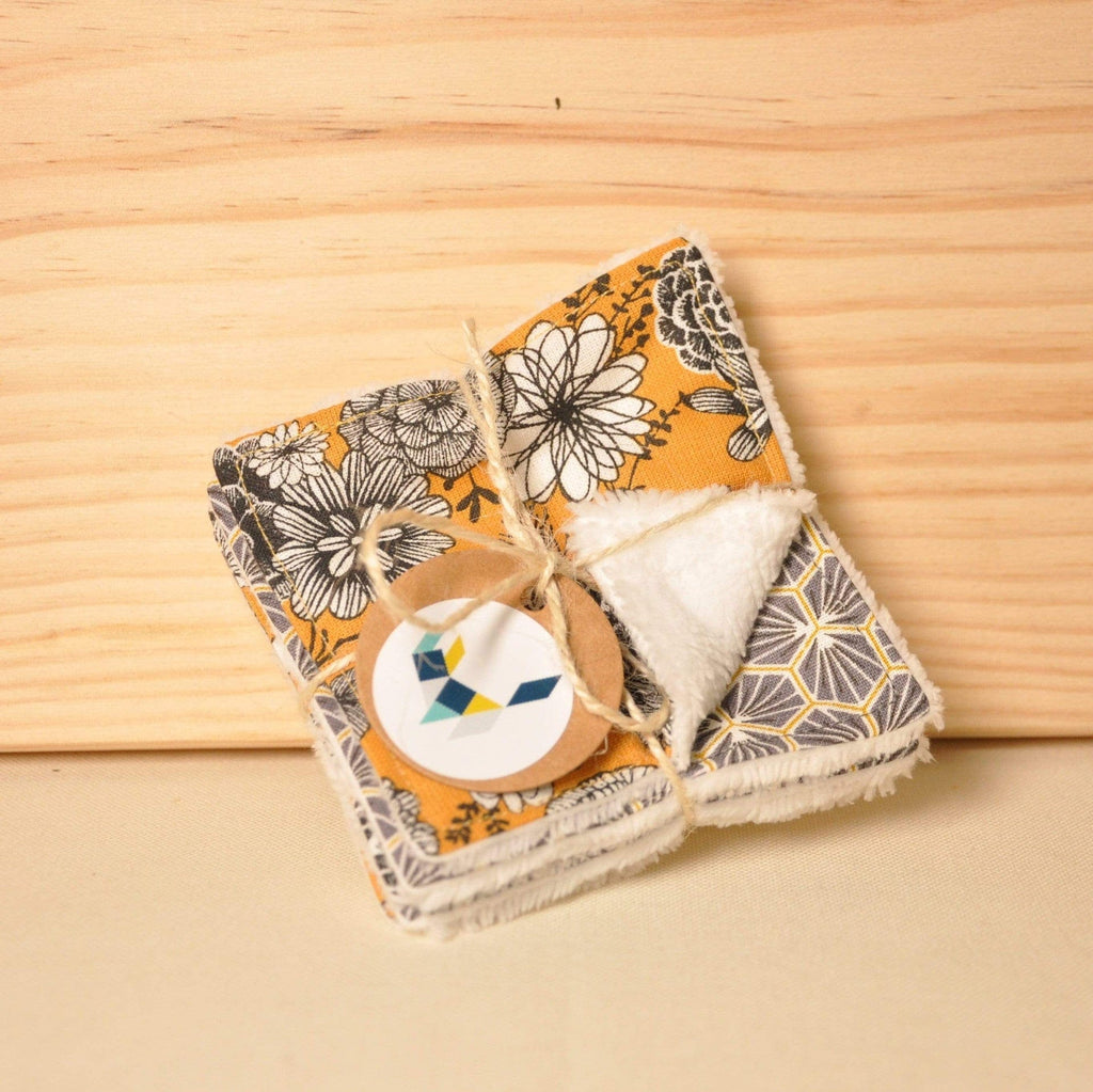 Lot de 5 démaquillettes "Fleurs d'or" Joli Tintamarre vrac-zero-dechet-ecolo-montaudran