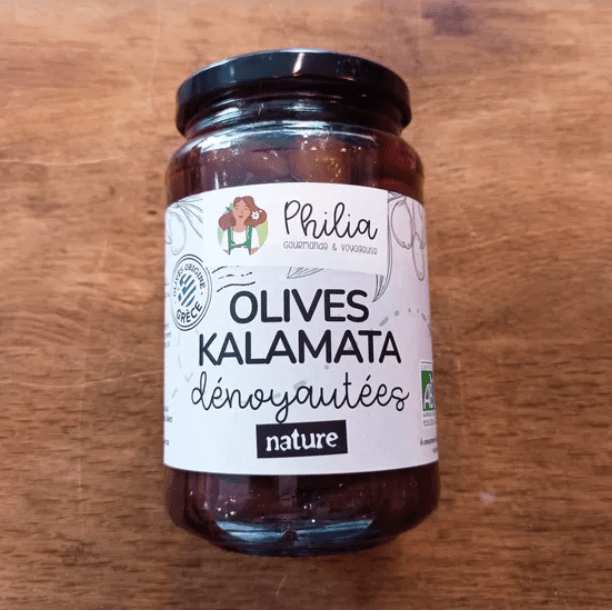 Olives noires kalamata dénoyautées BIO - 190g net égoutté Philia vrac-zero-dechet-ecolo-montaudran