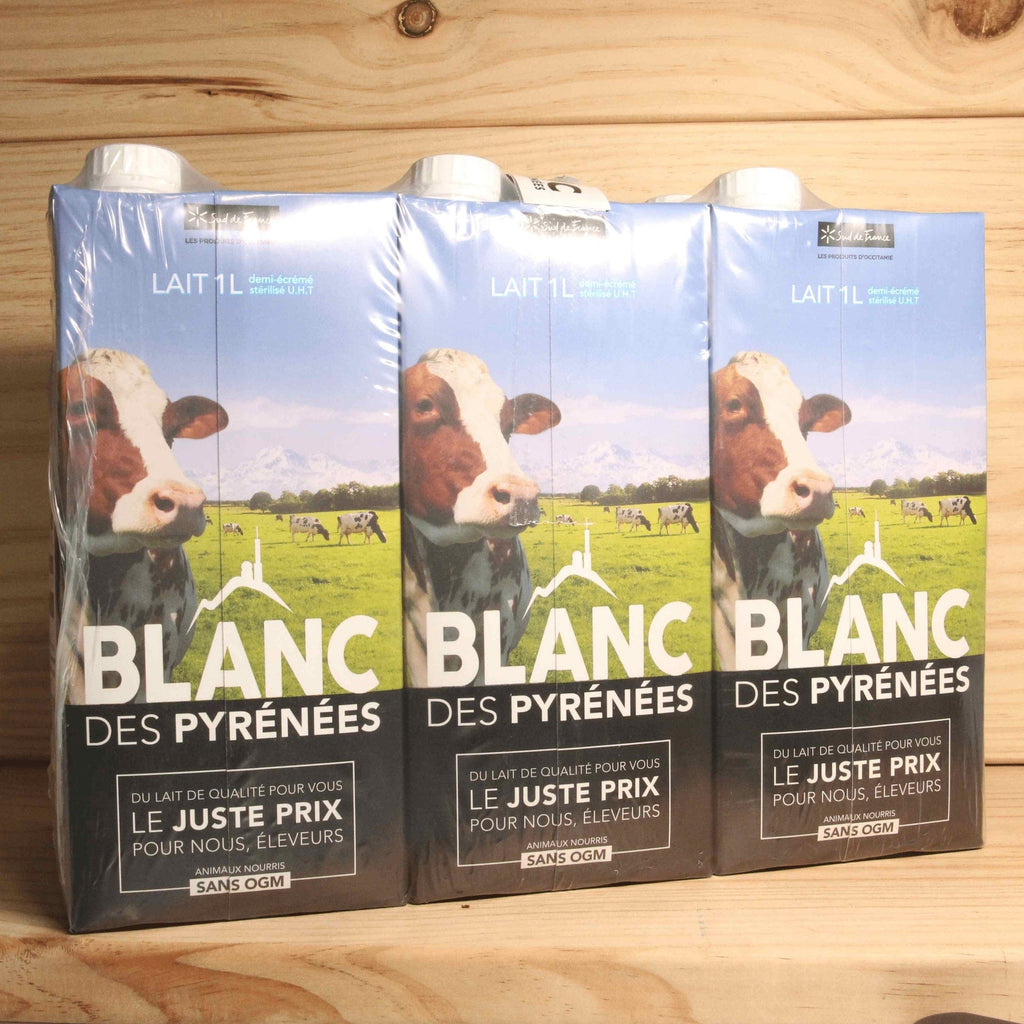 PACK DE 6 x Lait demi-écrémé 1L Blanc des Pyrénées vrac-zero-dechet-ecolo-montaudran