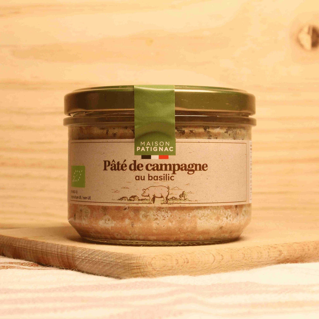 Pâté de campagne au basilic  BIO - 180g Maison Patignac vrac-zero-dechet-ecolo-montaudran