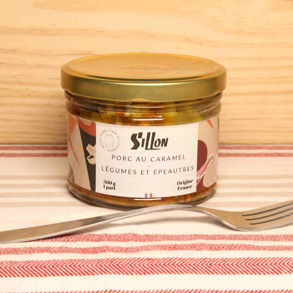 Porc au caramel légumes et épeautre - 360g Conserverie Sillon vrac-zero-dechet-ecolo-montaudran