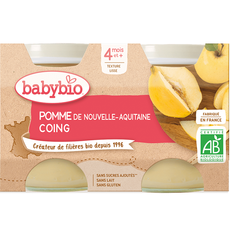 Pot bébé 4 mois pomme coing BIO - 2x130g Baby Bio vrac-zero-dechet-ecolo-montaudran