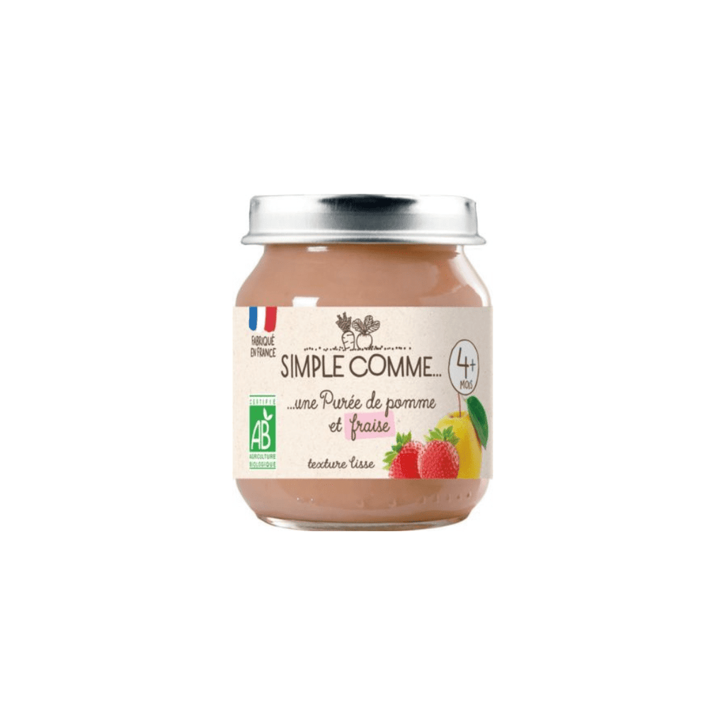 Pot bébé 4 mois pomme fraise BIO - 125g Simple comme vrac-zero-dechet-ecolo-montaudran