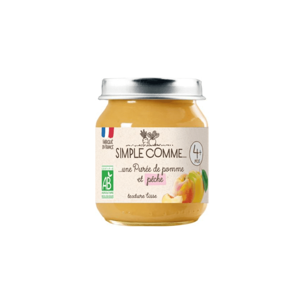 Pot bébé 4 mois pomme pêche BIO - 125g Simple comme vrac-zero-dechet-ecolo-montaudran