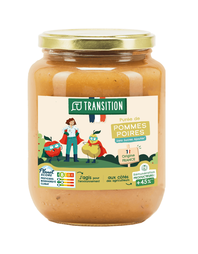 Purée de pommes poires en conversion - 825g Transition vrac-zero-dechet-ecolo-montaudran