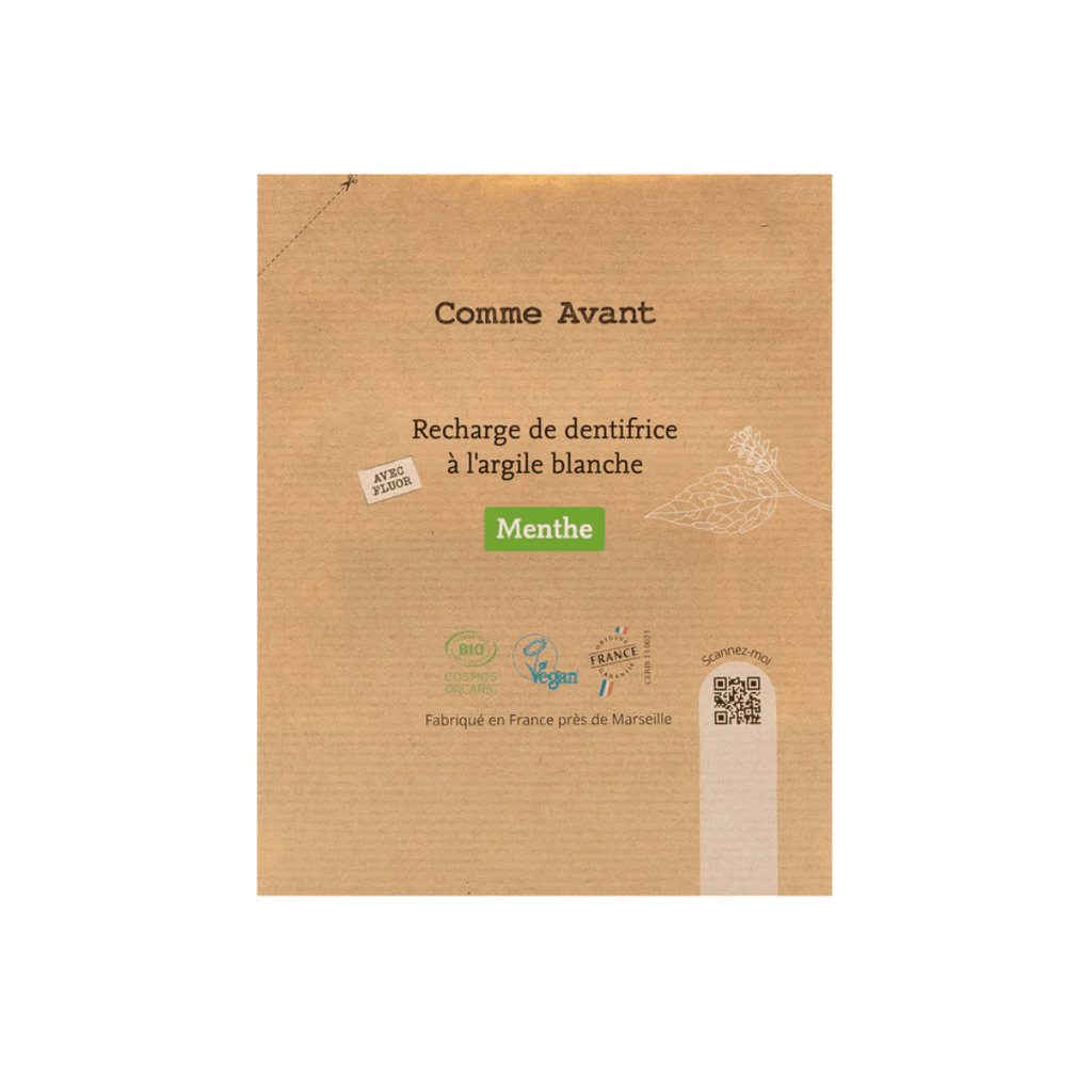 Recharge dentifrice en pâte à l’argile blanche - Mentholé (avec fluor) - 180ml Comme Avant vrac-zero-dechet-ecolo-montaudran