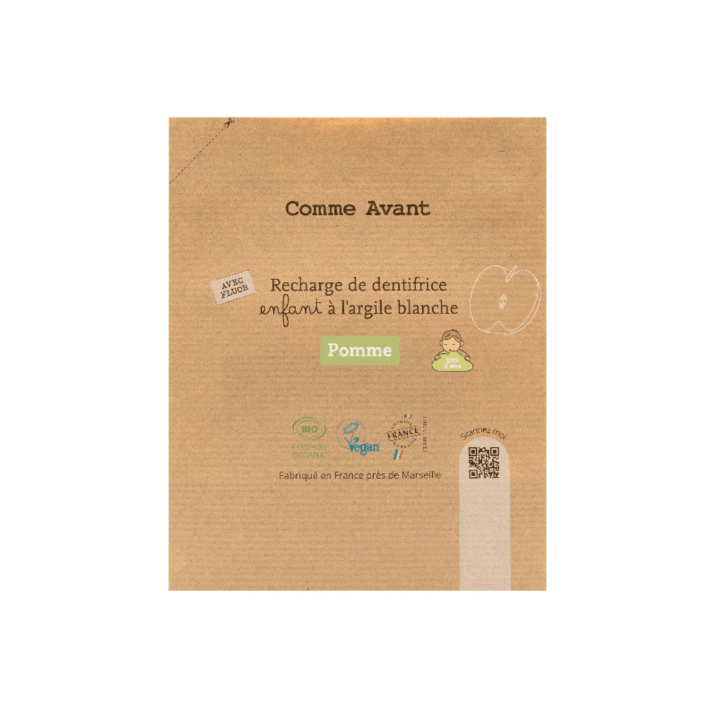 Recharge dentifrice en pâte à l’argile blanche - Pomme (avec fluor) - 180ml Comme Avant vrac-zero-dechet-ecolo-montaudran