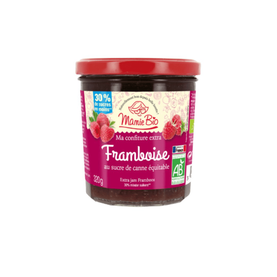 Confiture extra de framboise allégée en sucre BIO - 320g