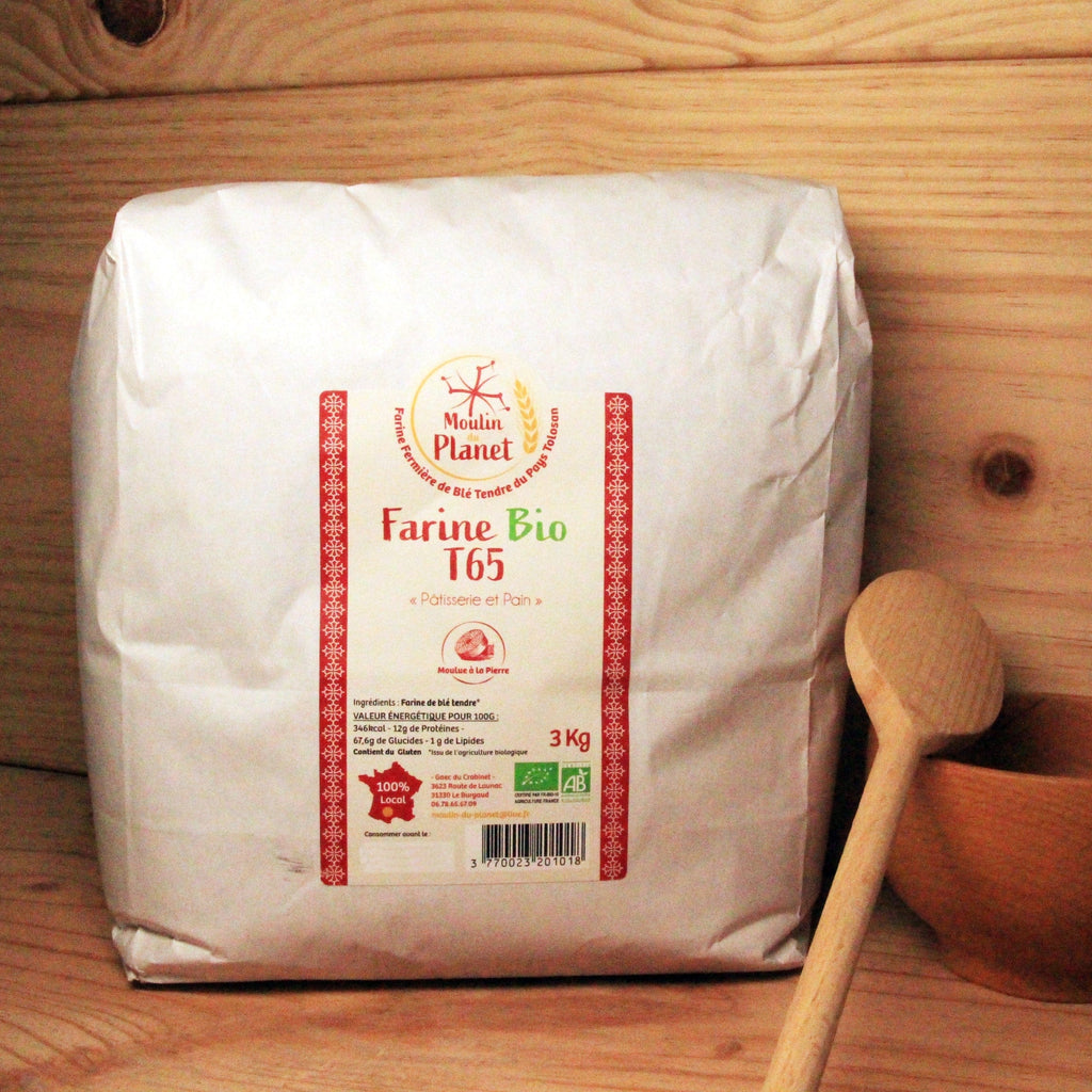 Farine de blé tendre BIO - sac 3kg - T 65 (blanche) Moulin du Planet vrac-zero-dechet-ecolo-montaudran